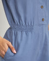 Onia Camp Collar Linen Playsuit in Denim