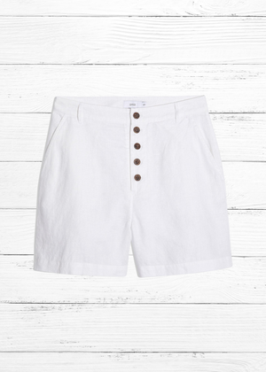 Onia Linen Boyfriend High Waisted Short in White