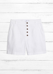Onia Linen Boyfriend High Waisted Short in White