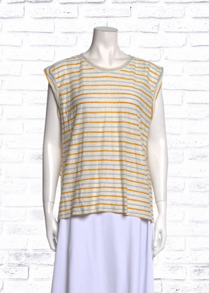 Veronica Beard Linen Neutral Striped Tank Top