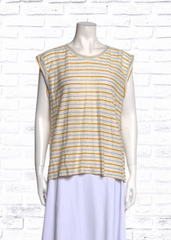 Veronica Beard Linen Neutral Striped Tank Top