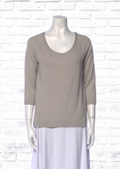 St. John Extra Soft Neutral Striped 3/4 Sleeve Top