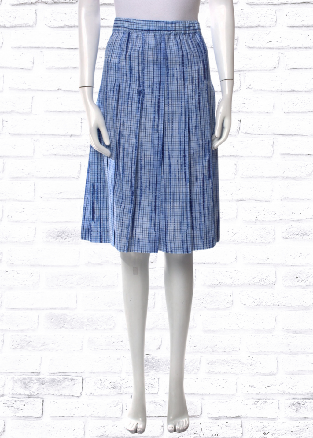 Vince Cotton Pinstripe Blue A-Line Midi Skirt