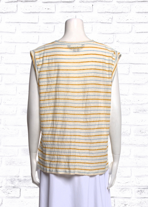 Veronica Beard Linen Neutral Striped Tank Top