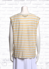 Veronica Beard Linen Neutral Striped Tank Top