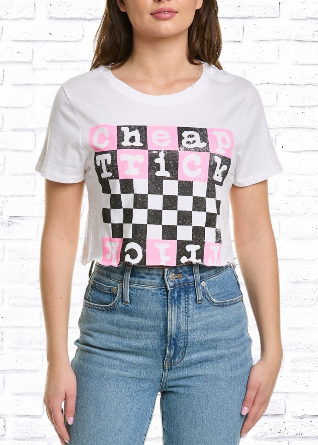 Prince Peter Graphic 'Cheap Trick' Checkerboard Crop Tee