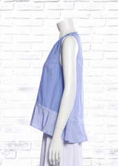 *FIRE SALE* Thakoon Blue Striped High-Low Ruffle-Hemmed Top