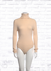 Live the Process Silk-Blend Tan Knit Turtleneck Bodysuit