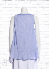 *FIRE SALE* Thakoon Blue Striped High-Low Ruffle-Hemmed Top