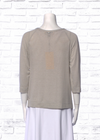 St. John Extra Soft Neutral Striped 3/4 Sleeve Top