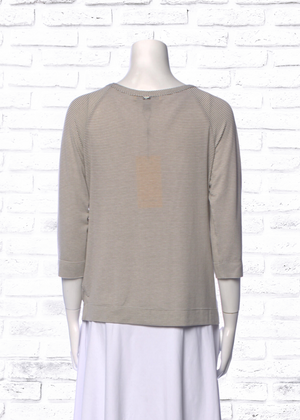 St. John Extra Soft Neutral Striped 3/4 Sleeve Top