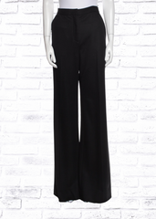 Diane Von Furstenberg Black Wool Wide-Leg Trousers