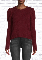 Derek Lam 'Merlot' Alpaca/Wool-Blend Chunky Sweater w/ Puffed Sleeves
