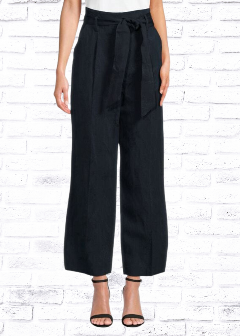 Veronica Beard 'Vitha' Navy Linen-Blend Paperbag Pant