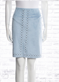Neiman Marcus Vintage Blue Suede Studded Skirt