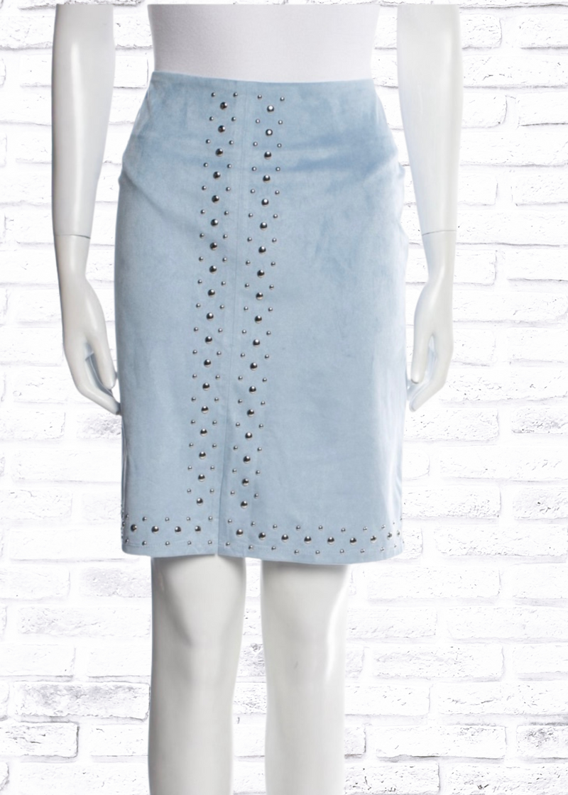 Neiman Marcus Vintage Blue Suede Studded Skirt