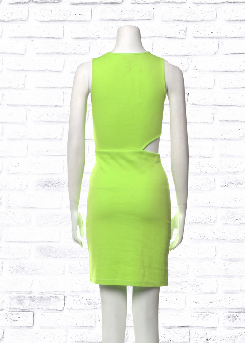 Victor Glemaud Neon Green Cutout Mini Bodycon Sheath Dress