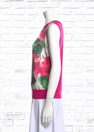 St. John 'Camellia' Silk-Blend Floral Printed Sleeveless Top