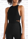 Alice + Olivia 'Makeda' Black Sleeveless Bodysuit with Mesh Lace Cutouts