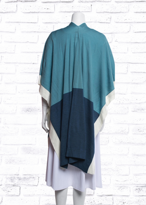 Neiman Marcus Merino Wool Colorblock Open-Front Cardigan/Shawl
