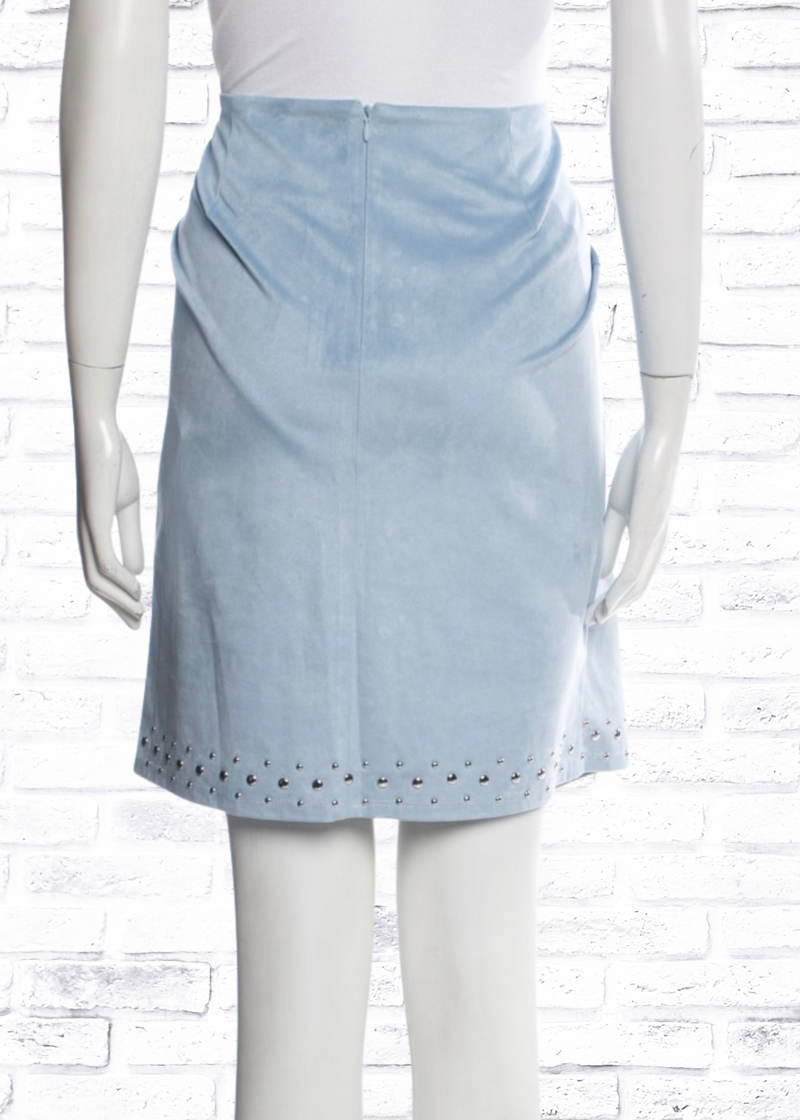 Neiman Marcus Vintage Blue Suede Studded Skirt