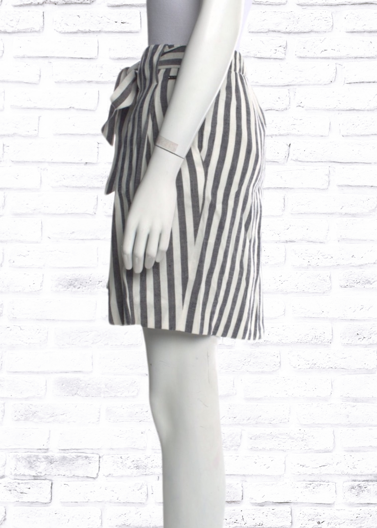 St. John Striped Drawstring High-Waisted Shorts