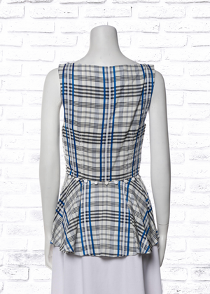 Prabal Gurung Plaid Print Peplum Top