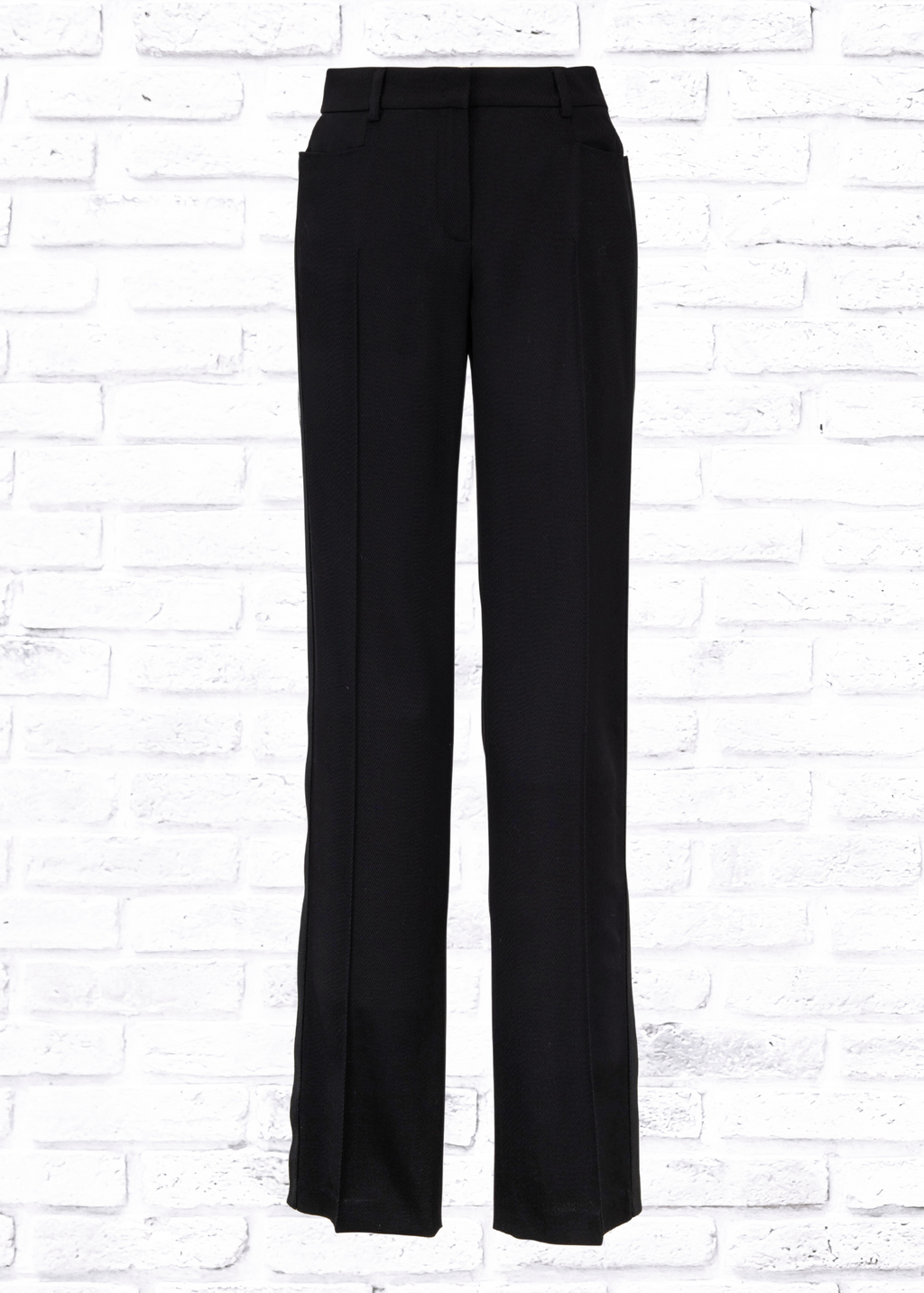Akris Punto 'Mikka' Black Side-Stripe Wool Wide-Leg Trousers