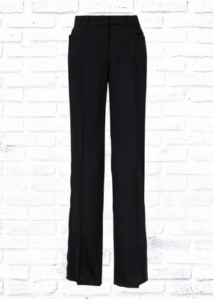 Akris Punto 'Mikka' Black Side-Stripe Wool Wide-Leg Trousers