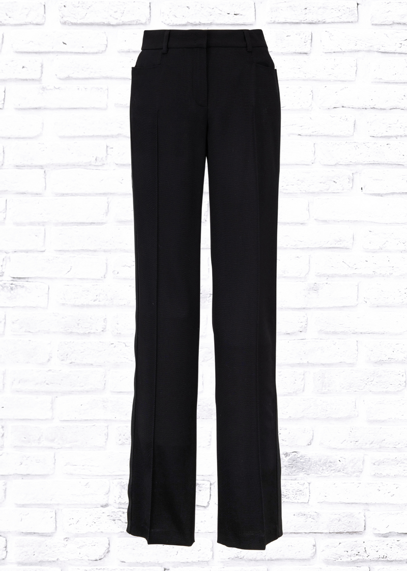 Akris Punto 'Mikka' Black Side-Stripe Wool Wide-Leg Trousers