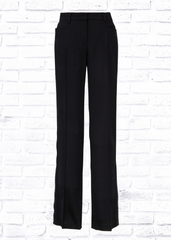 Akris Punto 'Mikka' Black Side-Stripe Wool Wide-Leg Trousers