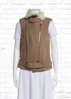 Rebecca Taylor Melange Camel Vest with Fur Lined Collar