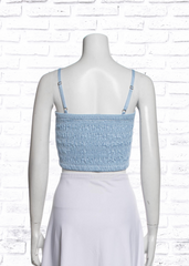 Sofia Irina Shirred Carolina Blue Crop Top