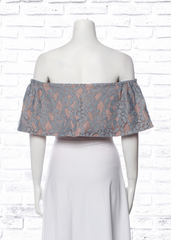 Alexis Dusty Rose and Gray Lace Off the Shoulder Taza Crop Top