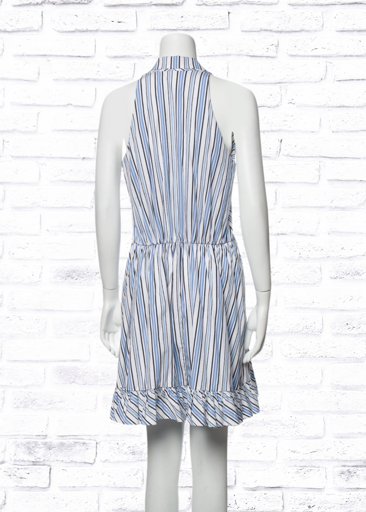 Caroline Constas 'Nyssa' Wrap-Style Blue/White Striped Mini Dress