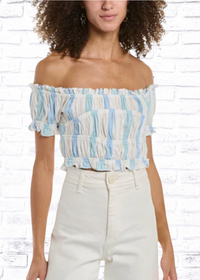 Ocean Drive Peasant-Style Off-the-Shoulder Crop Top