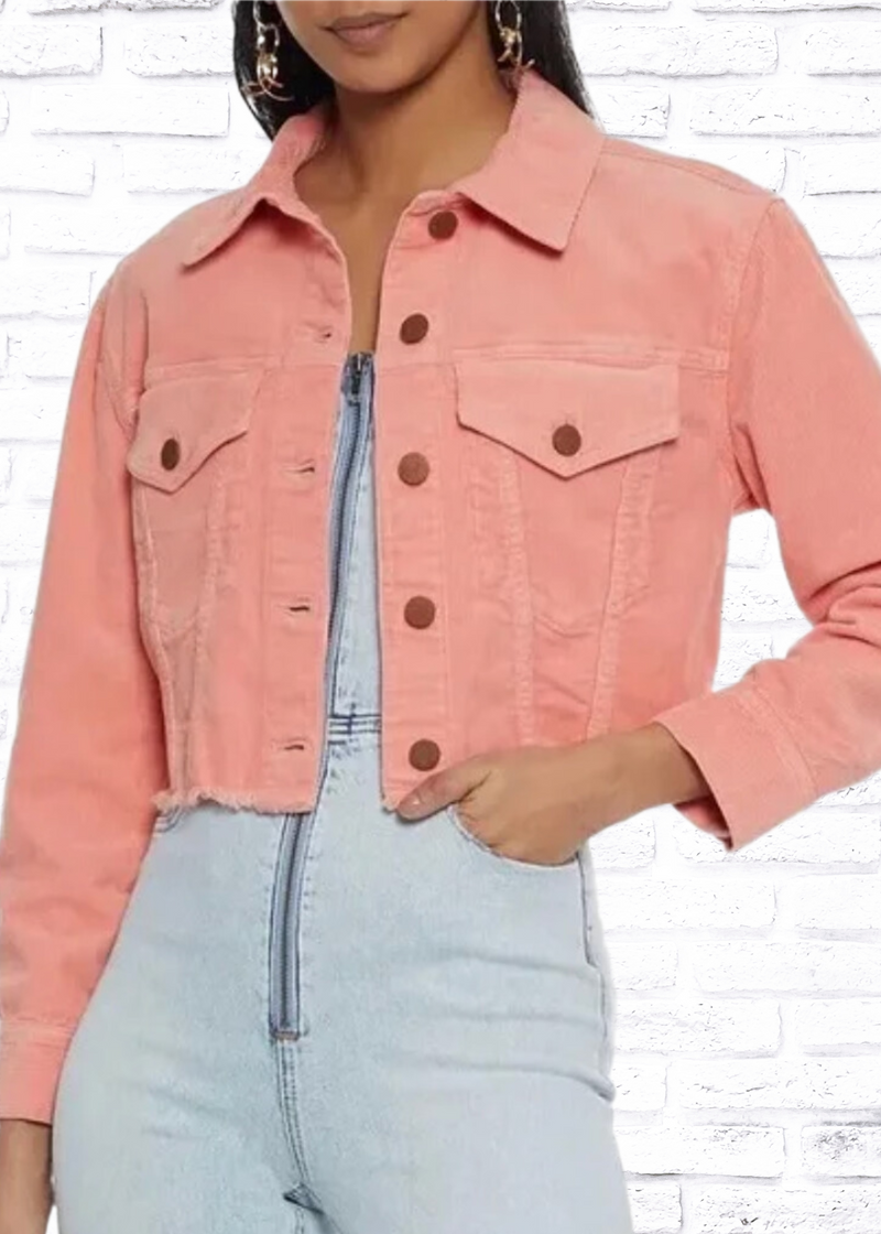 *FIRE SALE* Alice + Olivia 'Kendall' Crop Raw-Edge Corduroy Boxy Jacket