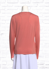 TSE Pink Wool Crewneck Long-Sleeve Top in Rose