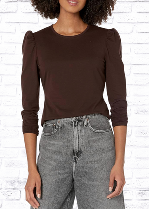 Rebecca Taylor Ruched Puffed-Sleeve Long Sleeve Top