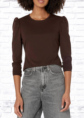 Rebecca Taylor Ruched Puffed-Sleeve Long Sleeve Top
