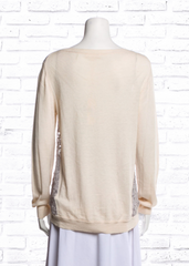 Rebecca Taylor Lightweight Wool-Blend Sweater w/ Lace Accents