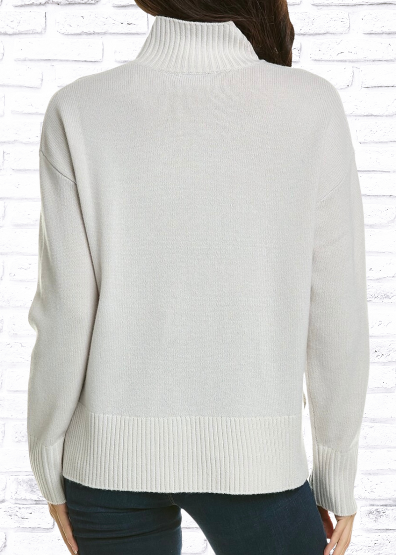 Raffi Vanise Wool-Cashmere Blend Mockneck Neutral Sweater