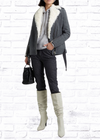 IRO 'Cidji' Shearling-Trimmed Brushed-Twill Biker Coat