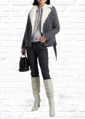 IRO 'Cidji' Shearling-Trimmed Brushed-Twill Biker Coat
