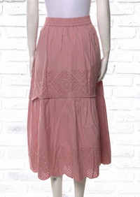 Sea New York Embroidery Tiered Midi Skirt