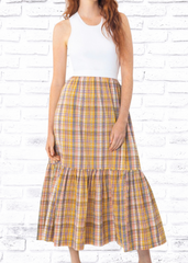 Tanya Taylor 'Camilla' Neutral Plaid Midi Dress