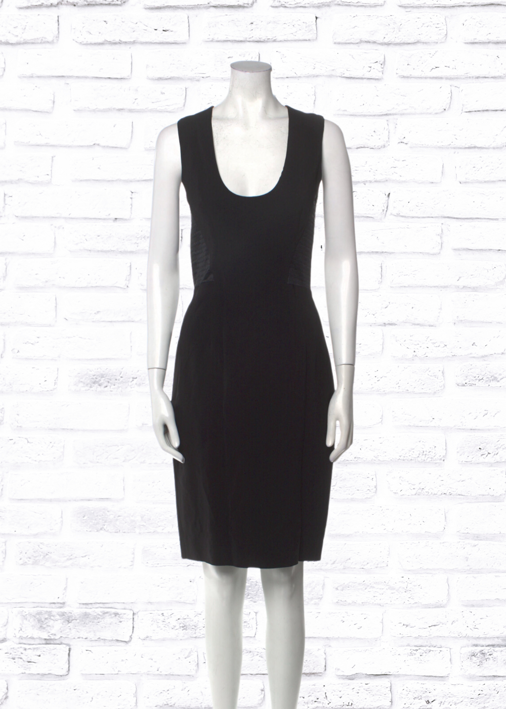 L'Agence Classic Black Sheath Dress w/ Deep Scoop-Neck