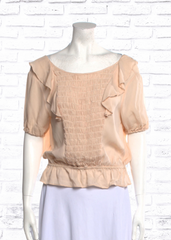 *FIRE SALE* LoveShackFancy 100% Silk Shirred Ruffle Blouse