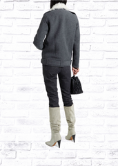 IRO 'Cidji' Shearling-Trimmed Brushed-Twill Biker Coat