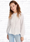 Jason Wu Long Sleeve Bib Blouse with Puff Sleeves